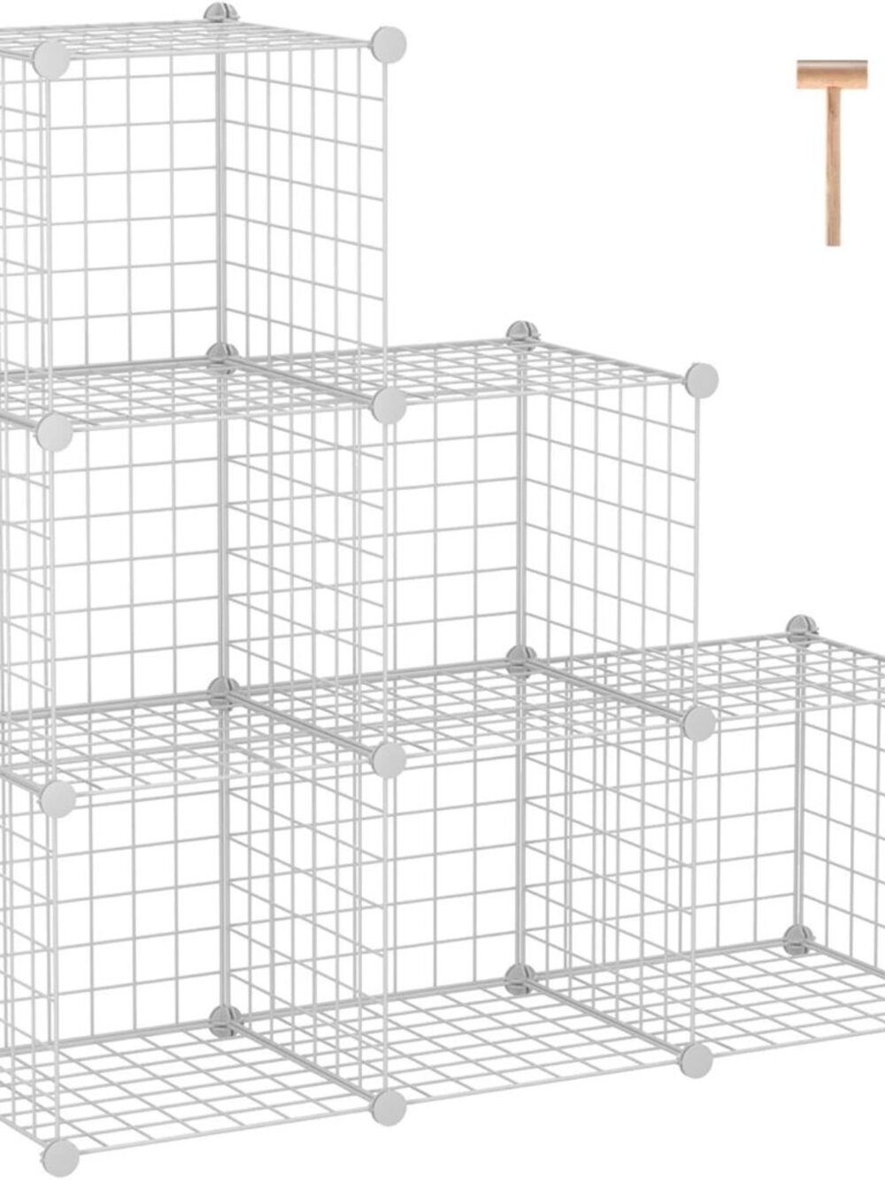 Wire Cube Storage, 6 - Cube Organizer Metal C Grids, Units, White